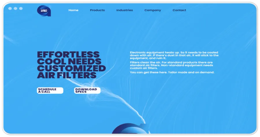 Custom Air Filter, a Website project by Kliqer